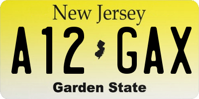 NJ license plate A12GAX