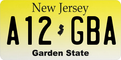 NJ license plate A12GBA