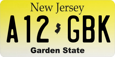NJ license plate A12GBK