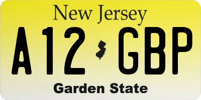 NJ license plate A12GBP