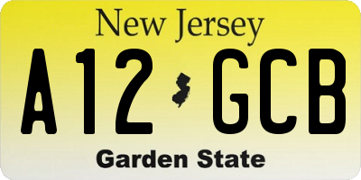 NJ license plate A12GCB