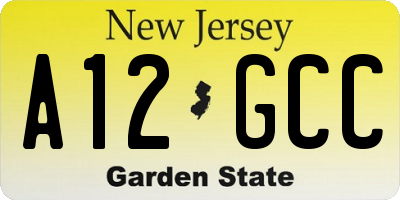 NJ license plate A12GCC