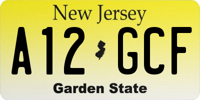 NJ license plate A12GCF