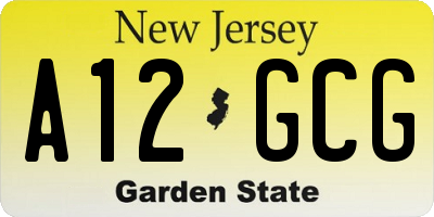 NJ license plate A12GCG