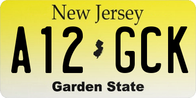 NJ license plate A12GCK