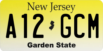 NJ license plate A12GCM