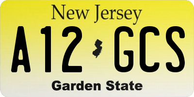 NJ license plate A12GCS