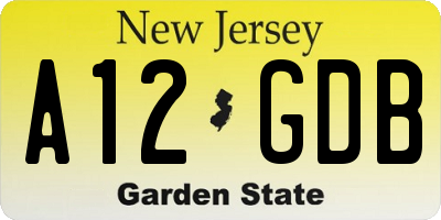NJ license plate A12GDB