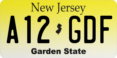 NJ license plate A12GDF