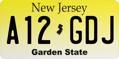 NJ license plate A12GDJ
