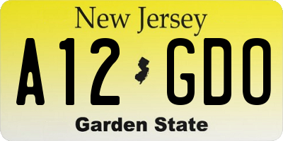 NJ license plate A12GDO