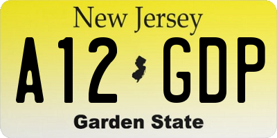 NJ license plate A12GDP