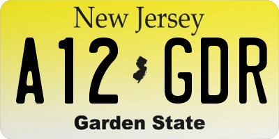 NJ license plate A12GDR