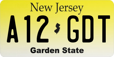 NJ license plate A12GDT