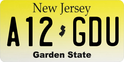 NJ license plate A12GDU