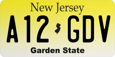 NJ license plate A12GDV