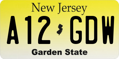 NJ license plate A12GDW