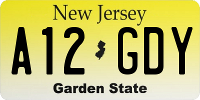 NJ license plate A12GDY