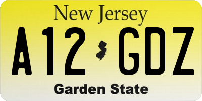 NJ license plate A12GDZ