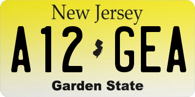 NJ license plate A12GEA