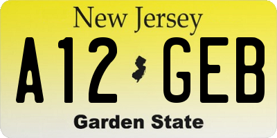 NJ license plate A12GEB