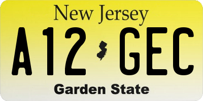 NJ license plate A12GEC