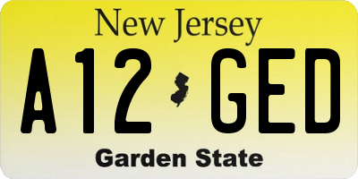 NJ license plate A12GED