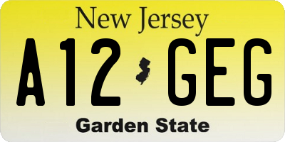 NJ license plate A12GEG