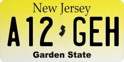 NJ license plate A12GEH