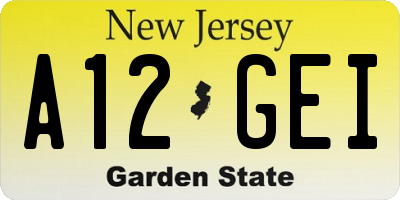 NJ license plate A12GEI