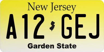 NJ license plate A12GEJ