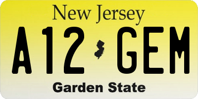 NJ license plate A12GEM