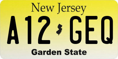 NJ license plate A12GEQ