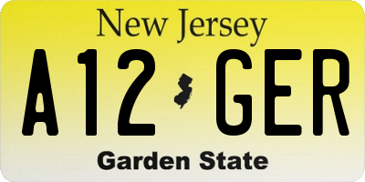 NJ license plate A12GER