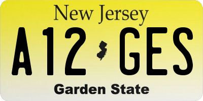 NJ license plate A12GES