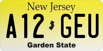 NJ license plate A12GEU