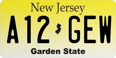 NJ license plate A12GEW