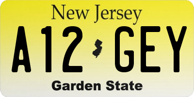 NJ license plate A12GEY