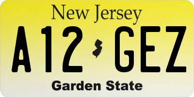 NJ license plate A12GEZ