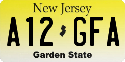 NJ license plate A12GFA