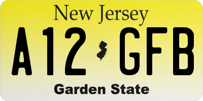 NJ license plate A12GFB