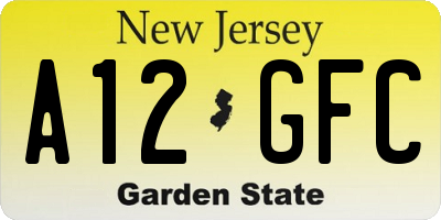 NJ license plate A12GFC