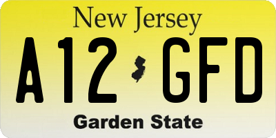 NJ license plate A12GFD