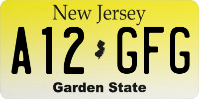 NJ license plate A12GFG