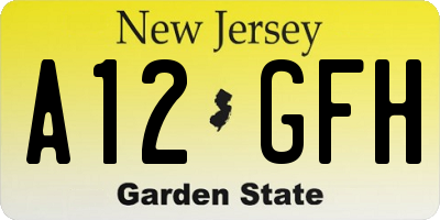 NJ license plate A12GFH