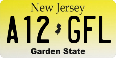 NJ license plate A12GFL