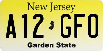 NJ license plate A12GFO