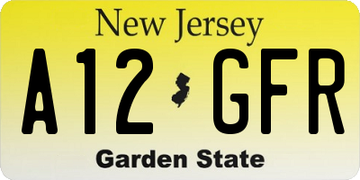 NJ license plate A12GFR