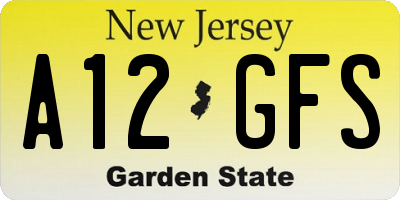 NJ license plate A12GFS