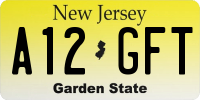 NJ license plate A12GFT